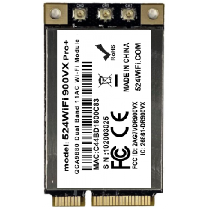 524WiFi 900VX ProPlus 3x3 MIMO 802.11ac Mini PCIe Wi-Fi Module, Dual Band, 2,4GHz / 5GHz QCA 9880 advanced edition