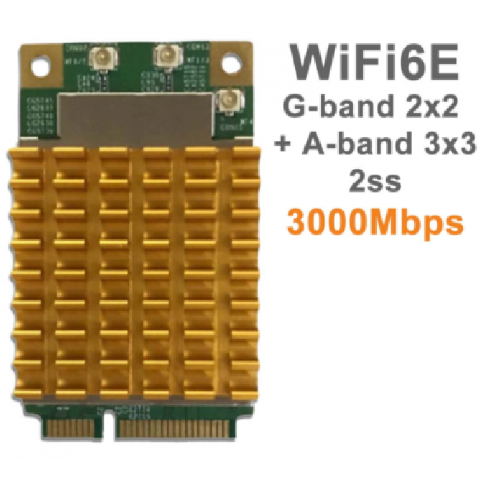 524WiFi 6E 3000 802.11ax G-band 2T2R and A-band 3T3R 2ss Dual Bands Dual Concurrent DBDC Advanced mPCIe Card AW7916-NPD, Mediatek MT7916AN, for 524wifi