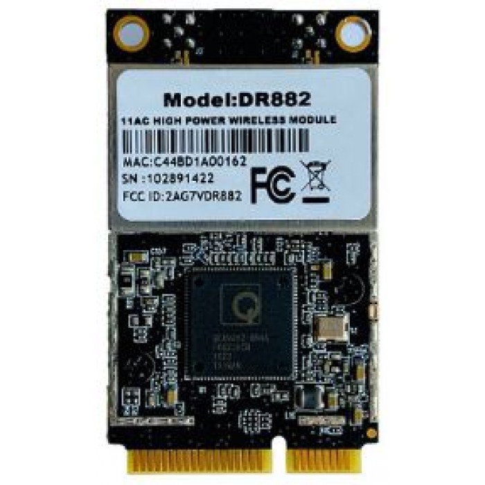 DR882-NAS QCA9882 miniPCIe High Power WiFi radio module, 28dBm, 802.11ac, 5GHz, 2x2MIMO, 2xMMCX, Wallys