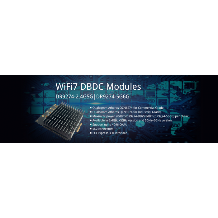 QCN6274 524 WiFi7 DRiver 9274-6G Qualcomm Single band 6GHz 802.11BE 4X4 MU-MIMO WI-FI 7 MODULE, M.2 E key, ProPlus series - Image 2