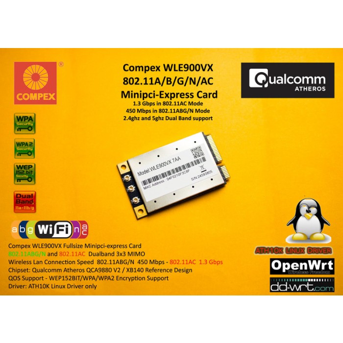 COMPEX QCA9890 WLE900VX i Temp 7CA Industrial grade 85C 3*3 802.11ac Dual band Radio miniPCIe module - Image 5