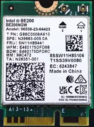 Intel ® Wi-Fi 7 BE200 NGW Module M.2 A / E key, 802.11be Tri band WiFi + BT 5.4 module