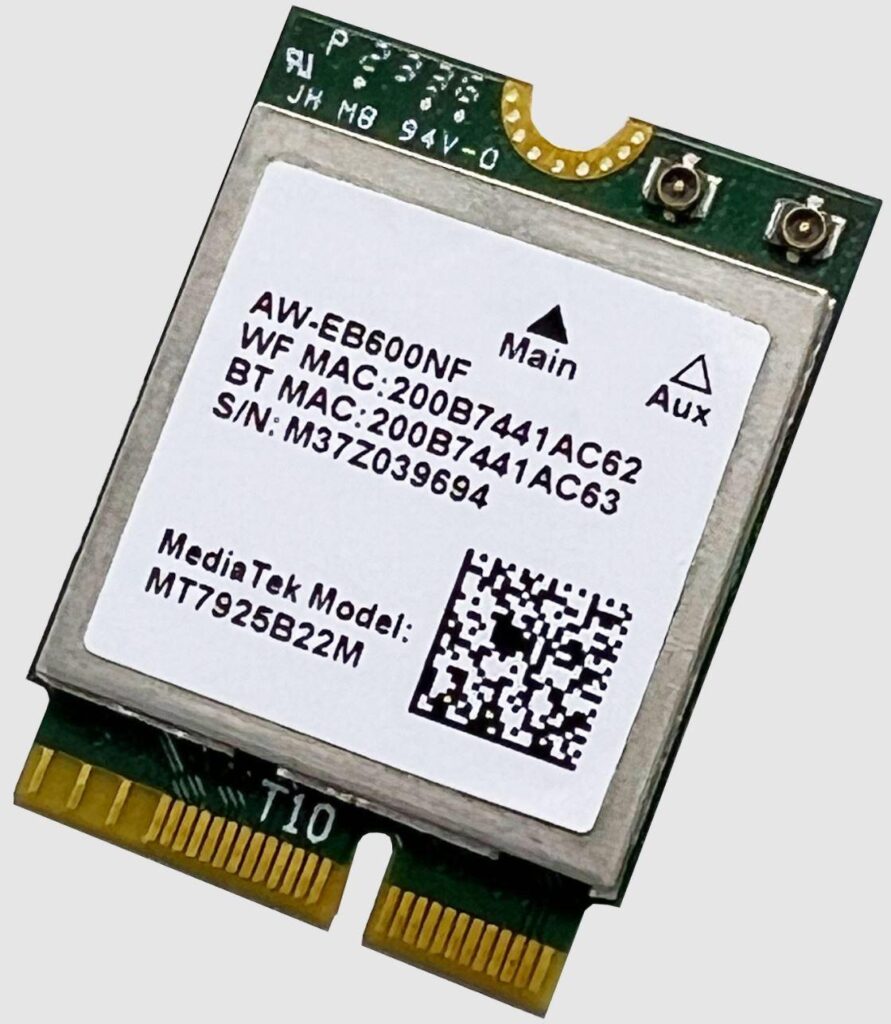 MediaTek MT7925 mt-EB600NF WiFi 7 802.11be 2x2 Triband Client M.2 AE Key module, BT v5.4 (BLE), Azurewave