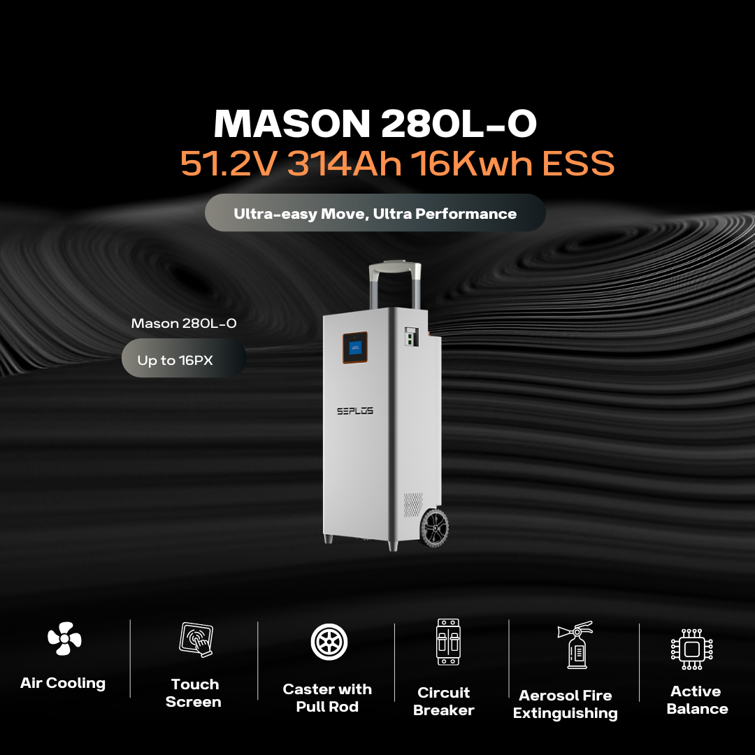 SEPLOS Mason 314L EVE V3.0 — 16 kWh LFP battery — product view 2