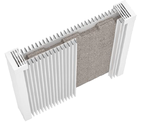 Cutaway view of the two separate fireclay rows inside TECHNOTHERM Dynamo