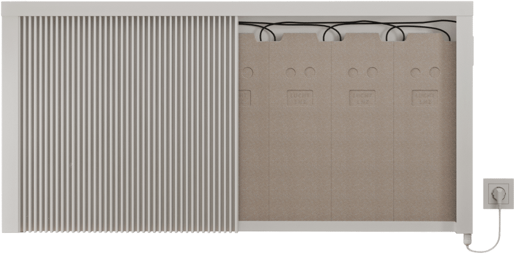 TECHNOTHERM DSM Z 1000 — slim 1 kW wall-mounted heater with a heat-storing fireclay core — product view 4