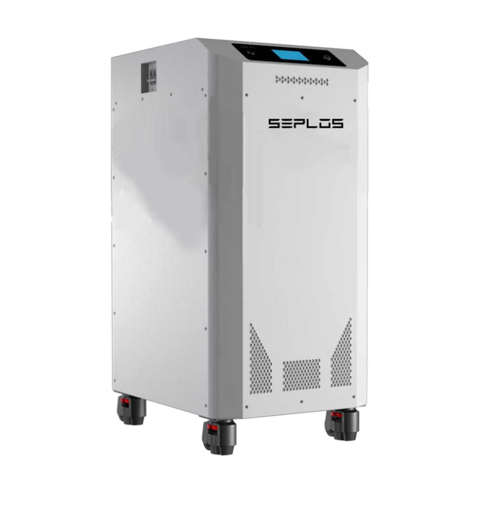 SEPLOS MASON-560L-N – přední pohled z boku na 32kWh bateriovou skříň