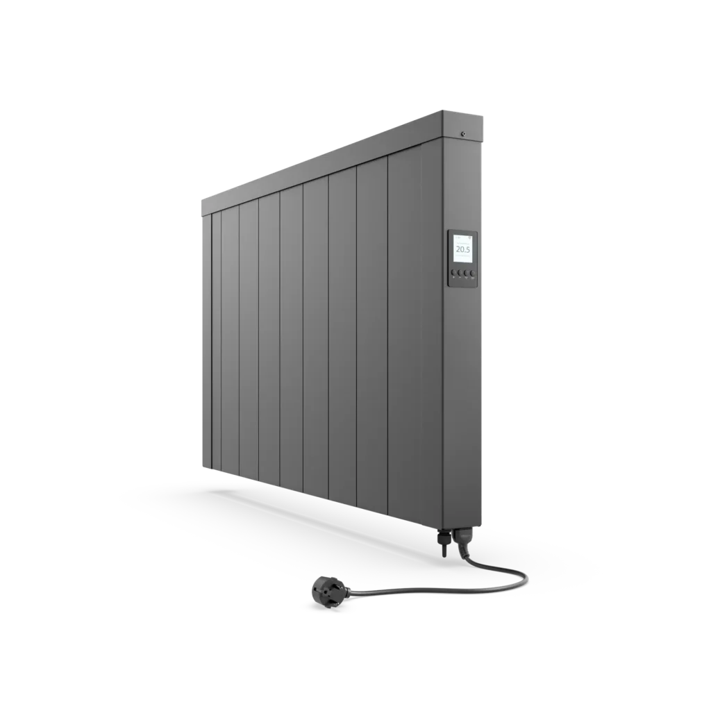 TECHNOTHERM DSM Z 1000 — slim 1 kW wall-mounted heater with a heat-storing fireclay core